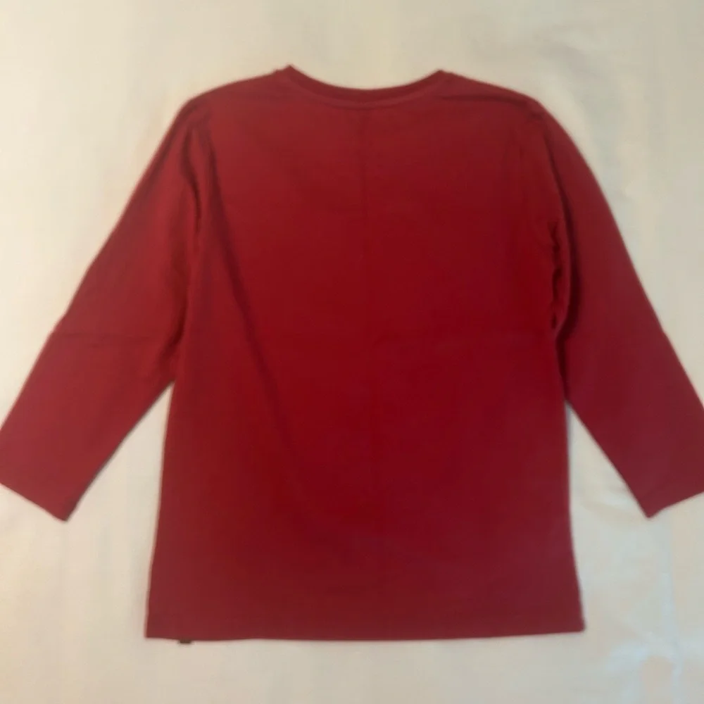NWT Deux Par Deux Red Long Sleeve T-Shirt with Moose Print Size 8